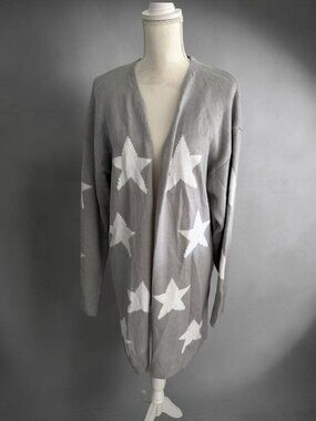 CUPSCHE Gray White Star Cardigan Sweater Size XL NEW NWT